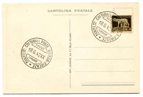 Florenz 'Weimarer Brücke' Thema Europa Stempel auf Postkarte des PNF