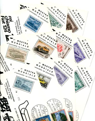 Autodromo di Monza - Auto - Fiat 124 Serie von 11 Postkarten