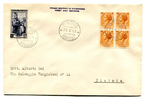 Syrakus l. 6 Viertel auf Stempelumschlag FDC