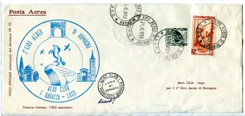 Lugo Aerogramm 2. Romagna Flugreise F. Baracca