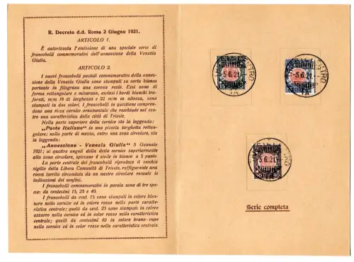 Annexion von Triest an Italien - Vorläuferfolder Nr. P 1