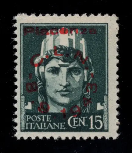 C.L.N. Piacenza C. 15 Aufdrucke von 8 - 9 - 1943 postfrisch