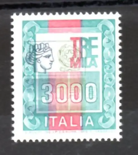 Hohe Werte Lire 3.000 Sorten Kopf unten links verschoben