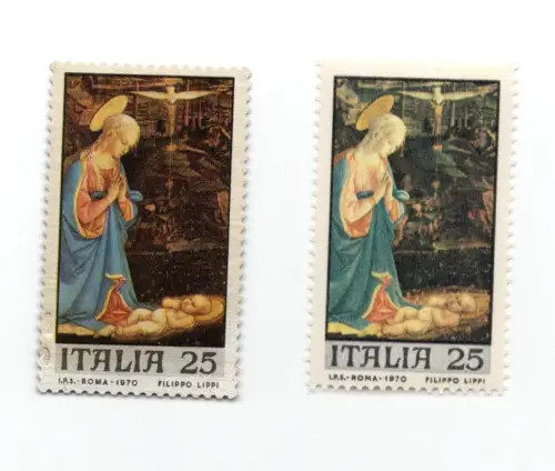 Weihnachten 1970 Lire 25 - Silberreproduktion von der Post zugelassen