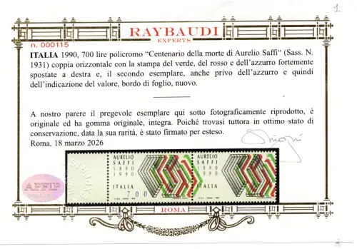 Saffi seltene Sorte Paar davon eines ohne Blaudruck