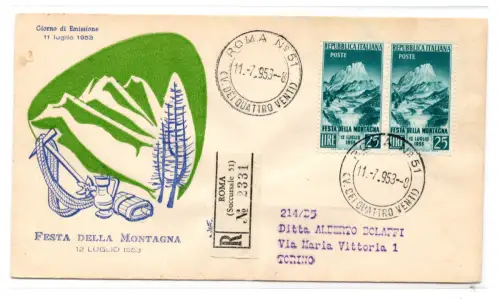 Bergfest Paar auf Umschlag FDC Venetia