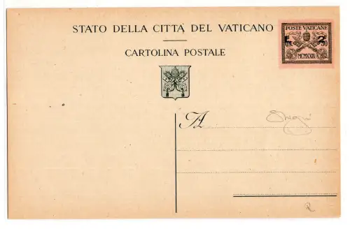 Vatikan - Postkarte Lire 2 von 50 c. Nr. C 3 - Cert. Raybaudi
