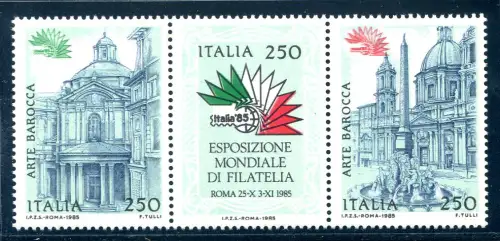 Italien '85 - Triptychon 'Barockkunst' Sorte' roter Druck 'bewegt'