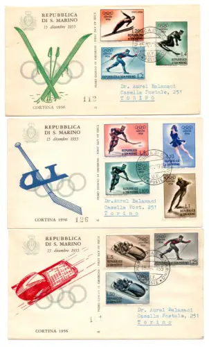 1956 Olympische Winterspiele Vorhang Nr. 428/436 + P.A. auf FDC Umschlag