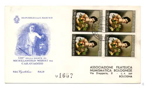 1960 Caravaggio Nr. 550 Viertel auf Umschlag FDC
