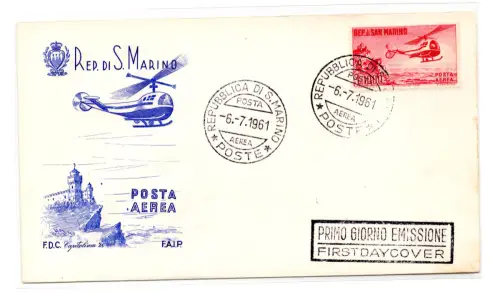 1961 Hubschrauber P.A. Nr. 138 auf FDC Umschlag
