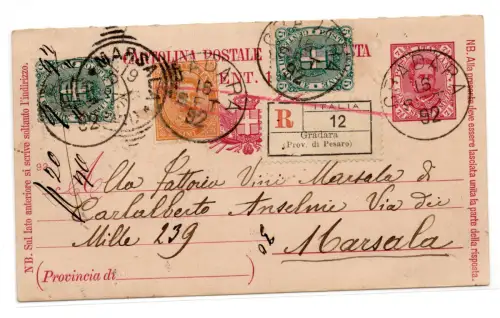 Umberto I. - Einschreiben Postkarte