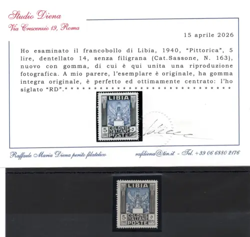Libyen - Gemälde 5 Lire Nr. 163 ohne Wasserzeichen postfrisch