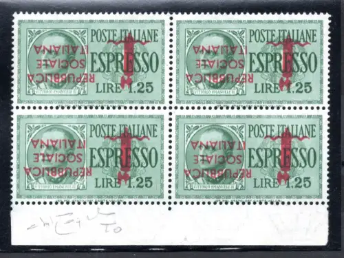 Espresso Lire 1,25 Auflage Turin umgedrehter Aufdruck MNH