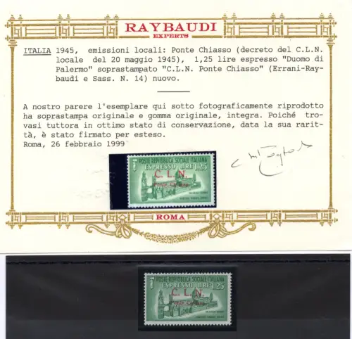 C.L.N. Ponte Chiasso Espresso Lire 1,25 Nr. 14 MNH Große Rarität