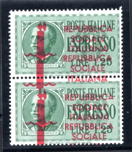 Espresso Lire 1,25 Nr. 21 (Mailand) Paar Doppelaufdruck MNH