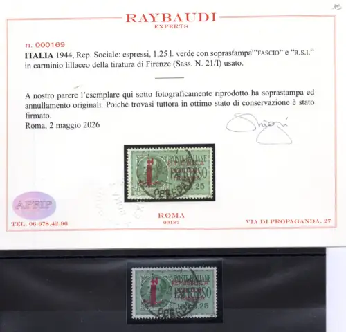 Espresso Lire 1,25 Florenz Nr. 21/I Raybaudi Flieder Karmin