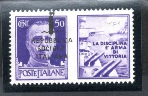 Kriegspropaganda Cent. 50 n. 33Bfe Typ K in schwarz verschoben - MNH