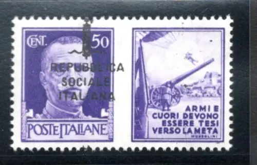 Kriegspropaganda Cent. 50 n. 34Bfe Typ K in schwarz verschoben - MNH