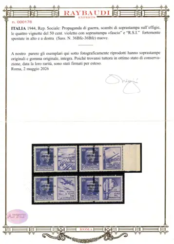 Kriegspropaganda Cent. 50 Serien Typ K in schwarz verschoben - MNH