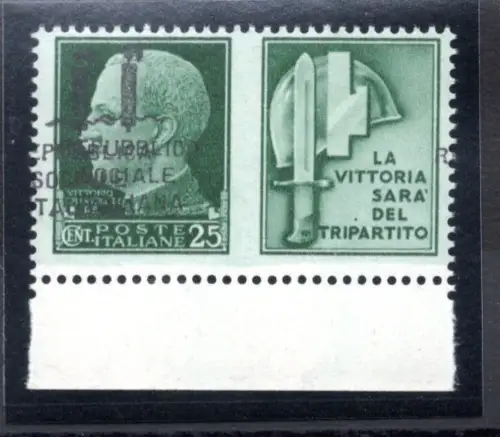 Kriegspropaganda Cent. 25 n. 28b Doppel auf Bildnis - postfrisch