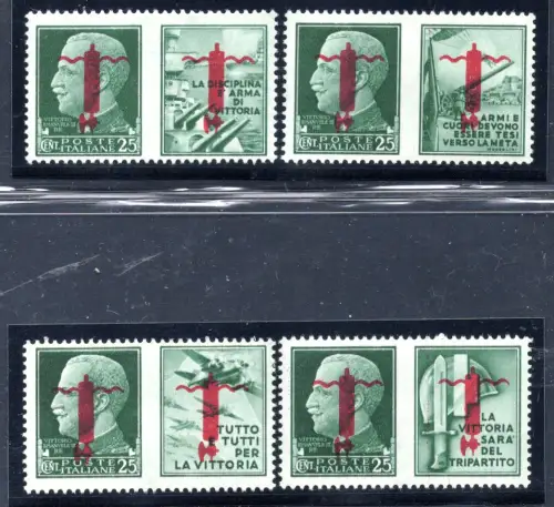 Kriegspropaganda Cent. 25 n. 49Aa/52Aa Aufdruck umgedreht - MNH