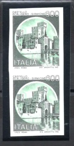Castelli Lire 600 Nr. 1523e ungezähntes Paar - postfrisch