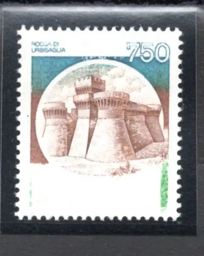 Castelli Lire 750 Nr. 1524A Gründruck unvollständig fehlt - postfrisch