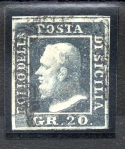 Sizilien - Ferdinand II. 20 gr. schiefergrau Nr. 13 Luxusqualität