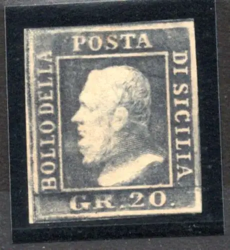 Sizilien - Ferdinand II. 20 gr. Schiefergrau Nr. 13 Luxusqualität