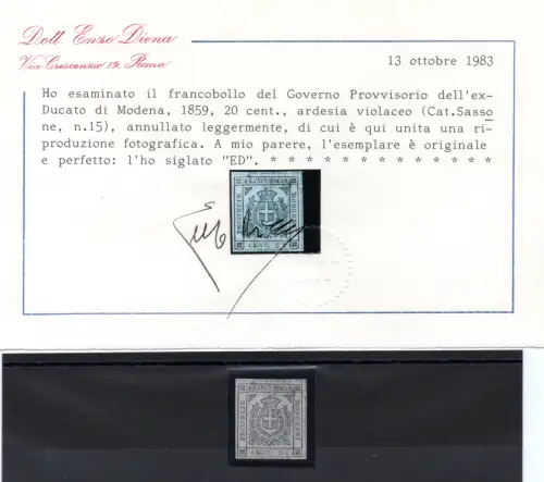 Modena Provisorische Regierung 20 c. Schiefer Nr. 15
