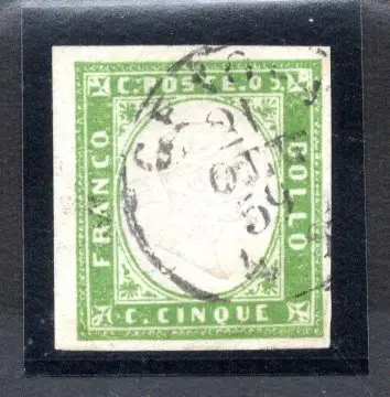 Sardinien 1857 IV Ausgabe 5 c. grüne dunkle Myrte Nr. 13Ab