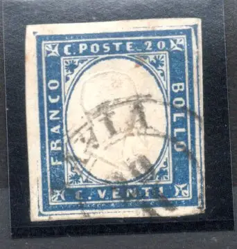 Sardinien IV Ausgabe Cent. 20 n. 15Aa Indigo