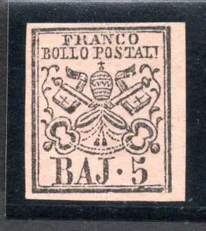 Päpstlich 5 Baj. N. 6h Fehler 'POST' - signiert Raybaudi