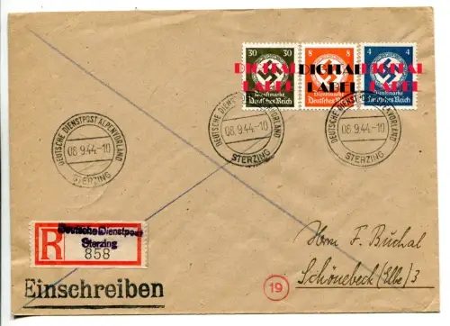 Alpenvorland - Racc. Umschlag von Sterzing nach Schouebeck am 8.9.44
