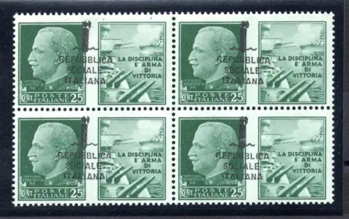Kriegspropaganda Cent. 25 Aufdrucke rechts verschoben - postfrisch