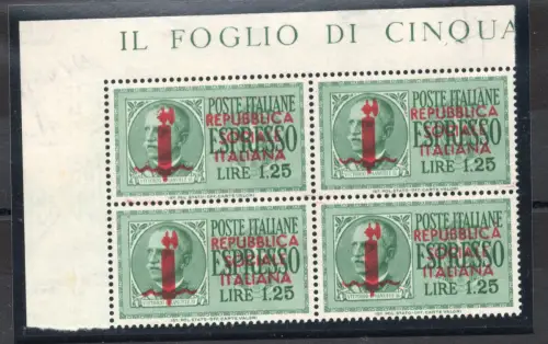 Espresso Lire 1,25 Nr. 21 Auflage Genua Viertel Pos. 1 - 2 - 6 - 7