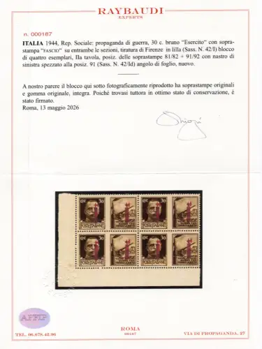 Kriegspropaganda Cent. 30 Florenz Flieder Nr. 42/Id Band gebrochen
