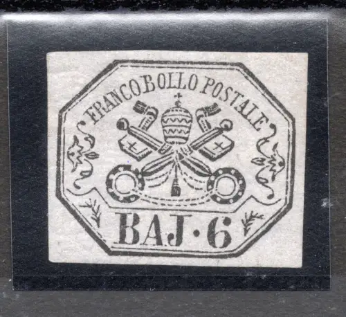 Päpstlich 6 Baj. lila grau gr. 7A sehr gut sehr frisch - MH