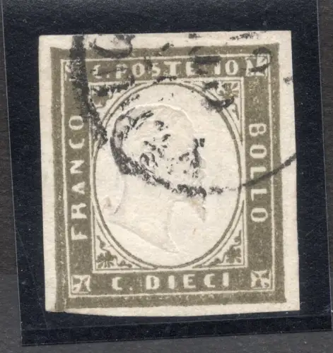 Sardinien IV Ausgabe Cent. 10 graue von 1861 Nr. 14Cd - Vignati