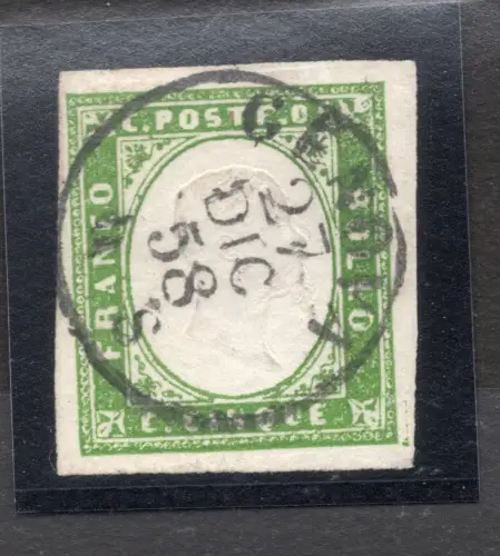 Sardinien IV Ausgabe Cent. 5 Nr. 13Ae grün dunkelgelb - Vignati