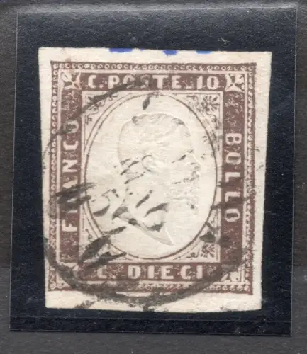 Sardinien IV Ausgabe Cent. 10 von 1858 Nr. 14 Schattenland - Weinberge