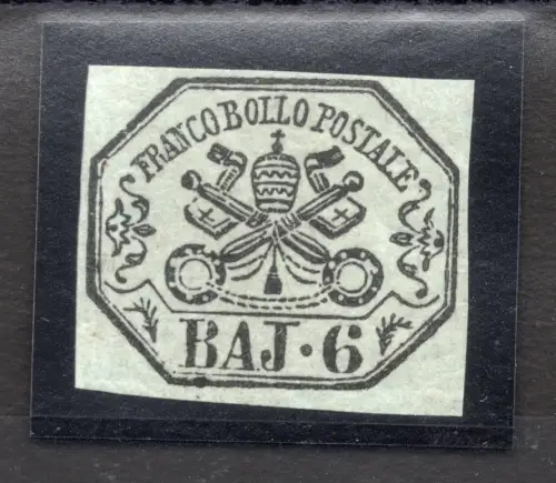 Päpstlich 6 Baj. grüngrau Nr. 7 gut marginiert - MH