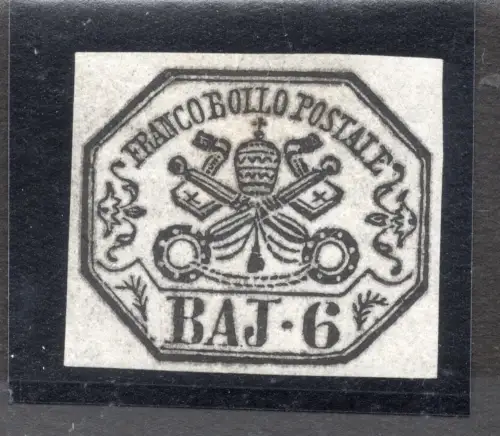Päpstlich 6 Baj. lila grau gr. 7A gut marginiert - MH