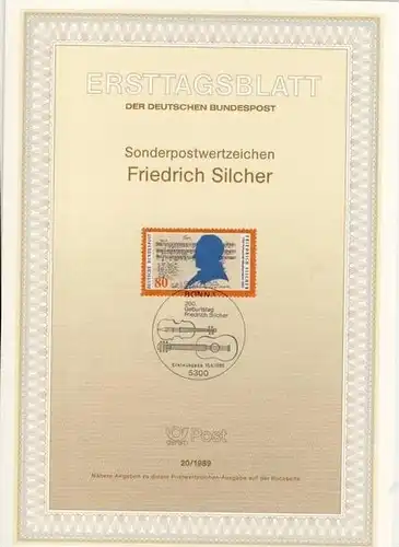 BRD - ETB (Ersttagsblatt) 20/1989 Michel 1425 - Friedrich Silcher