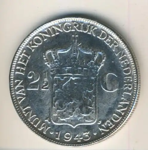 2 1/2 gulden 1943 Koninkrijk der Nederlanden 1943, geslagen te Denver  (50199-20)