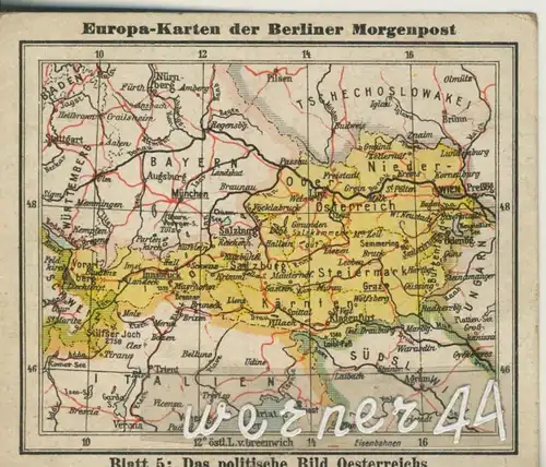 Europa-Karten der Berliner Morgenpost v. 1926     "Österreich"  (50399-40)