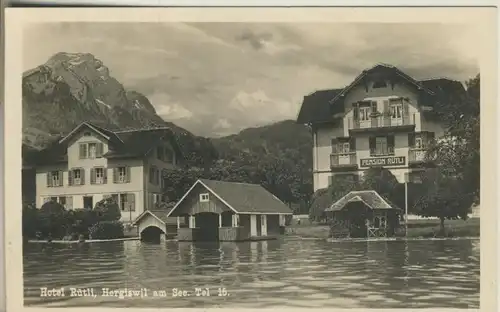 Hergiswil v. 1928  Hotel Rütli bei Hochwasser  (52169)