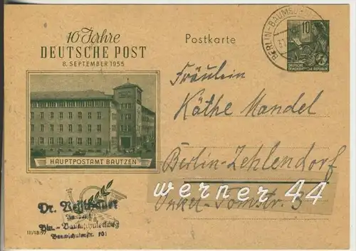10 Jahre Deutsche Post 8. Sep. 1955 , Hauptpostamt Bautzen  (45646)
