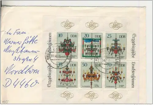 Briefumschlag vom 11.12.1989 aus Großrückerswalde  --  siehe Foto - (Block) 10,20,25,35,50,70 Pfennig   (103)
